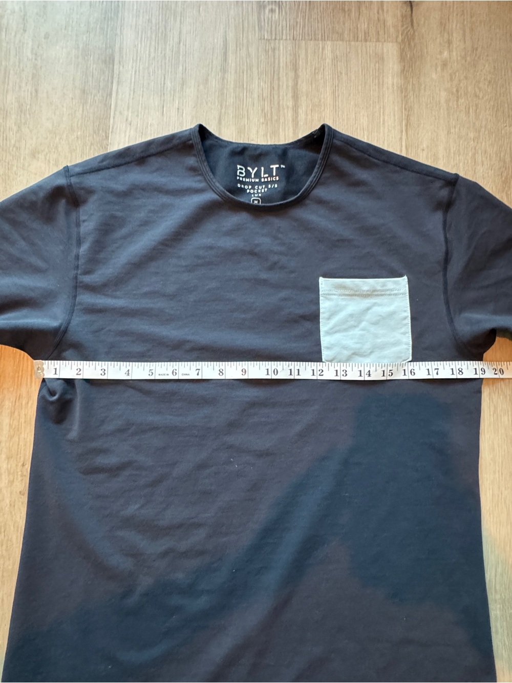 BYLT Men's Drop Cut Short Sleeve w/Pocket Lux T-Shirt Indigo M - Picture 3 of 8